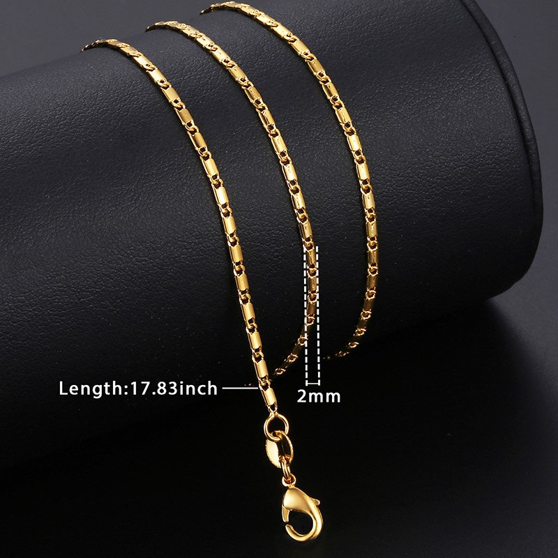 Women's Necklace Gold Box Rolo Figaro Link Chain Necklaces For Women Woman Jewelry KGNM127: GN470