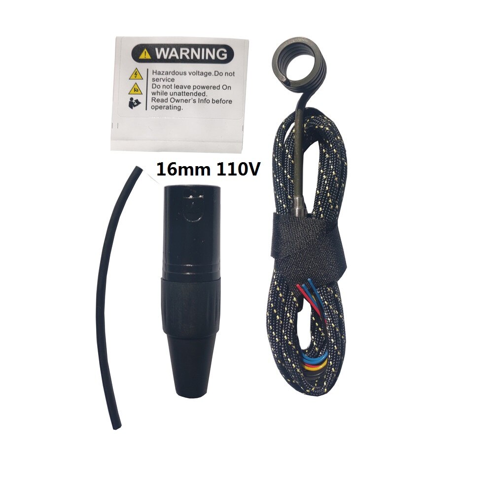 DIY Soldered 110V/220V Enail Heating Coil and 5 Pin XLR Male Plug with 10mm/16mm/20mm/25mm Fits E-Nail PID Controller: 16mm 110V