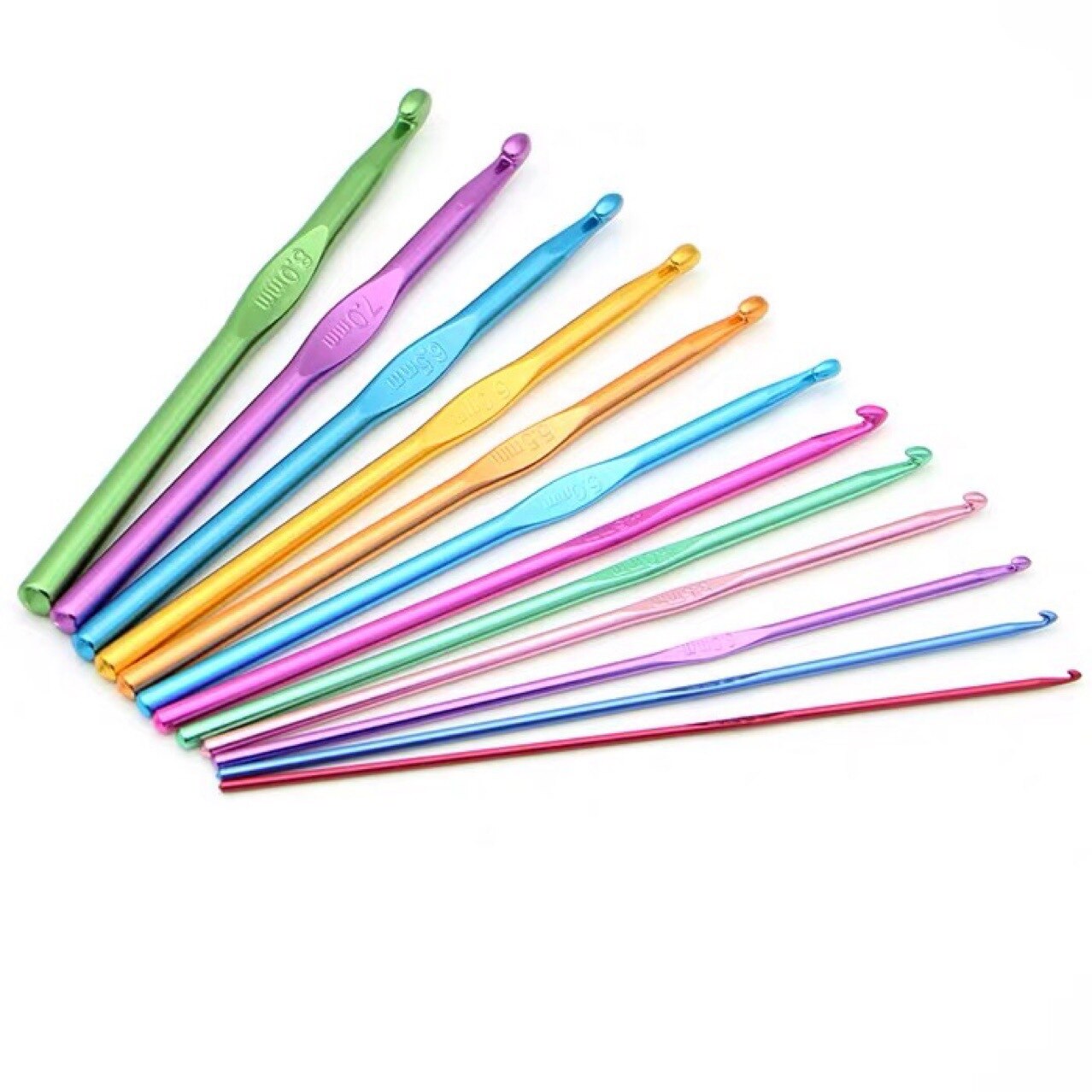 12pcs/lot Crochet Hooks Metal Handle Colorful alumina crochet Stainless Steel single-head knitting DIY knitted crochet set 2-8mm