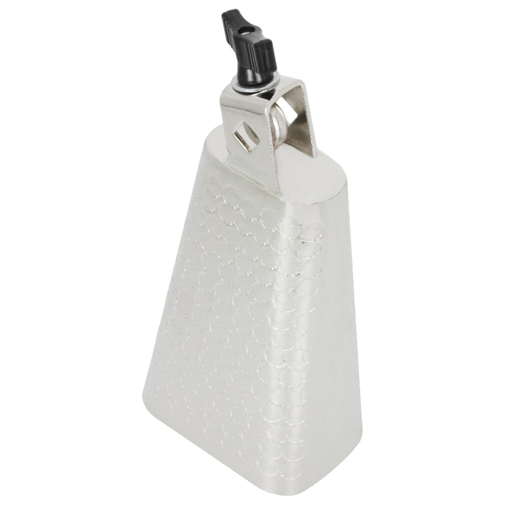 Cascabel de Metal plateado para baquetas, Kit de percusión con tornillo, martillo de plástico para timbre, 6 pulgadas