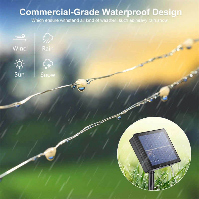 Weihnachten Dekor draussen LED Solar- Schnur Licht LED funkeln Wasserdichte Lampe Garten Lichterkette für Party Dekor 6m/12m/23m/33m