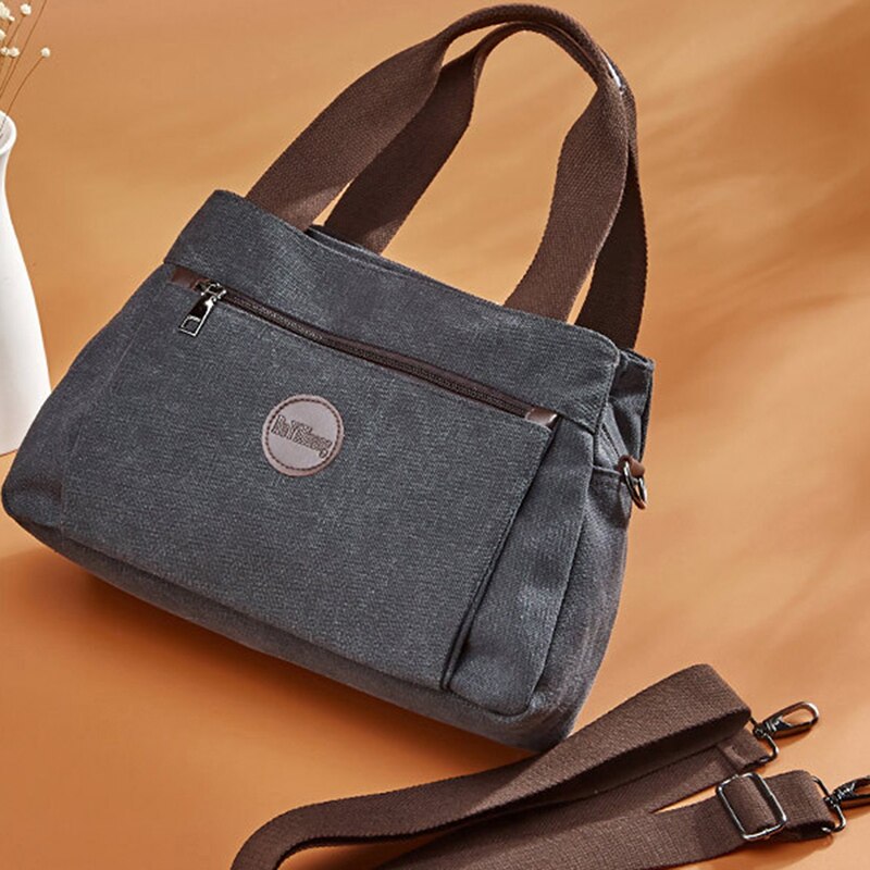 Borsa da donna Casual retrò in tela da donna borsa a tracolla singola borsa da donna in tela Multi-scomparto di grande capacità: Brown