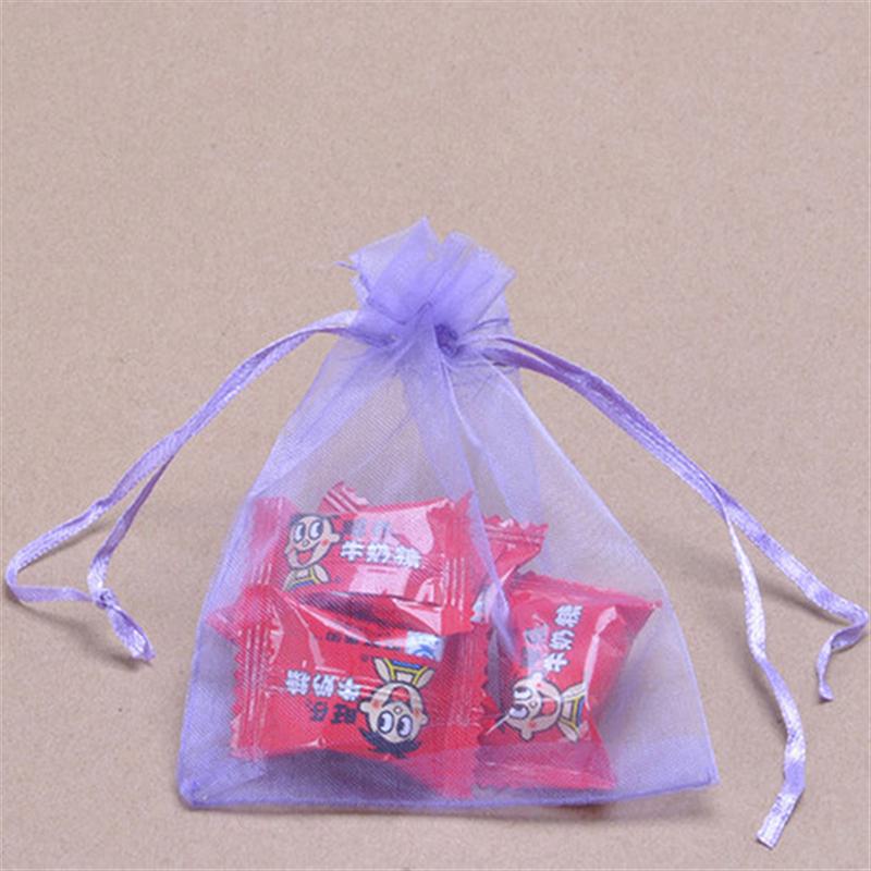 50 st 9*12cm organza påsar med dragsko för bröllopsväskor smyckespåsar (slumpmässig färg)