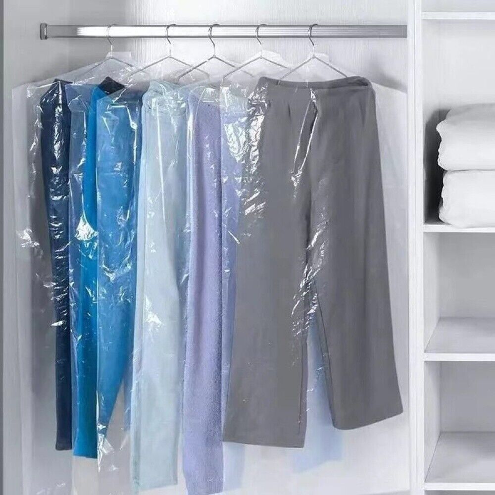 10/50/100 Stück durchsichtige Kunststoff-Kleidungsabdeckungen, staubdicht, wasserdicht, Kleidungsabdeckungen, Reiniger, Taschen, 100 x 60 cm, Heimmantel, Anzugschutz