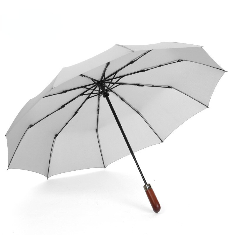 Ombrello pieghevole doppio automatico manico in legno femmina maschio ombrelli da uomo di grandi dimensioni ombrello da pioggia per donna: 3