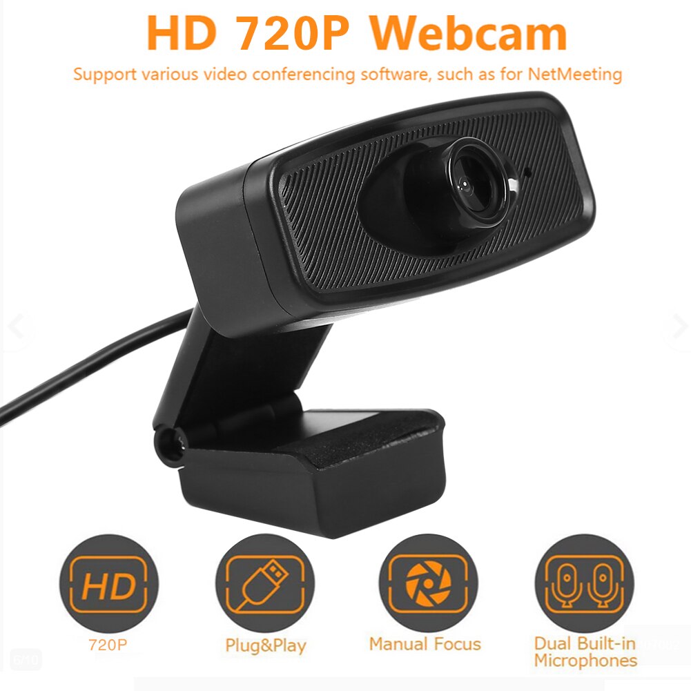 Small Web Camera USB Webcam Office Caring Computer Supplies with HD 720p External Microphone for Laptop Desktop PC