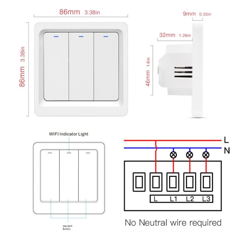 Smart Wall Switch Zigbee Wireless Tuya Smart Life Remote Control Light Switch Wall Fire Wire Triple Button For Alexa Google Home