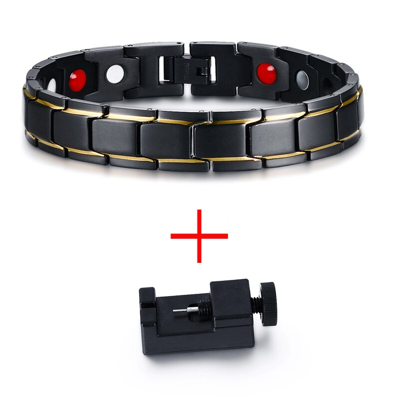 Vnox – Bracelet de thérapie magnétique en titane pur pour hommes, soulagement de la douleur pour l'arthrite et le canal carpien, bijoux pour hommes: add tools