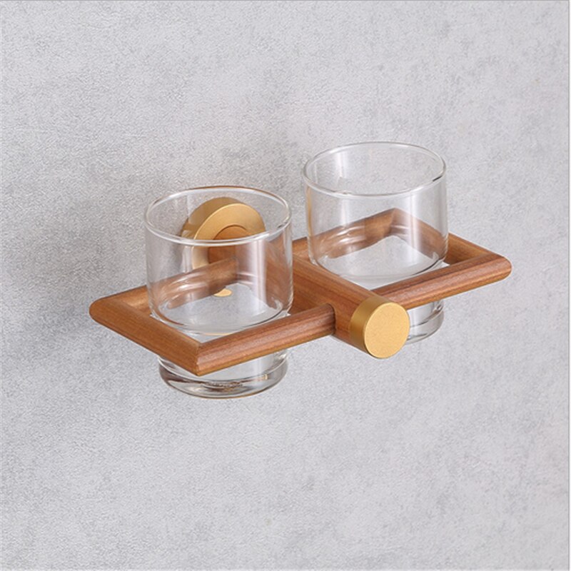 Houten handdoekhouder voor in de badkamer, set badkameraccessoires, toiletborstelhouder, set badkameraccessoires, toiletrolhouder voor aan de muur: Hout f