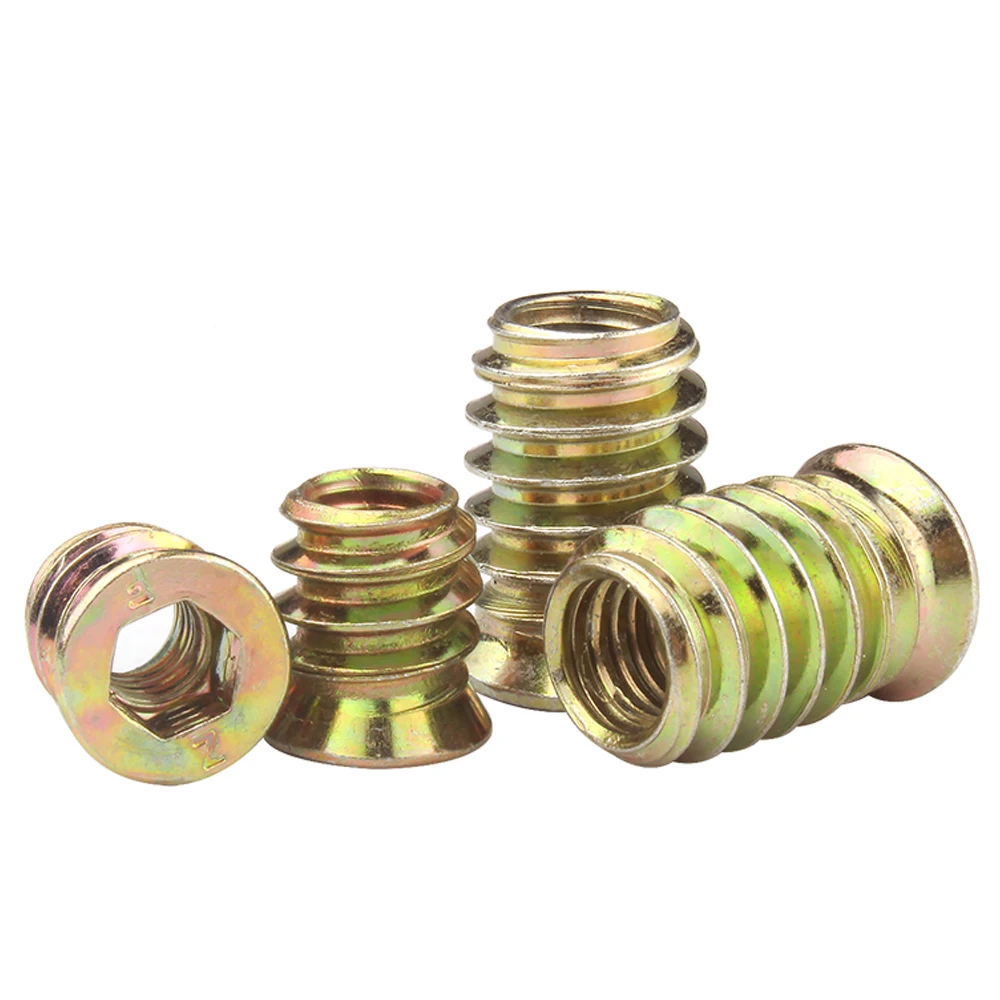 10/50 Stuks M6 M8 M10 Zink Legering Ijzer In Koolstofstaal Hex Socket Drive Insert Moeren Met Schroefdraad Voor Houten Meubelen
