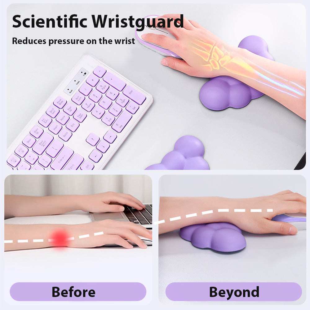 Mauspad mit Handgelenkauflage, Tastatur, Wolke, rutschfest, für den Schreibtisch, Büro, Gamer, Maus, Handgelenkauflage, ergonomisch, bequem, weiche Handgelenkauflage