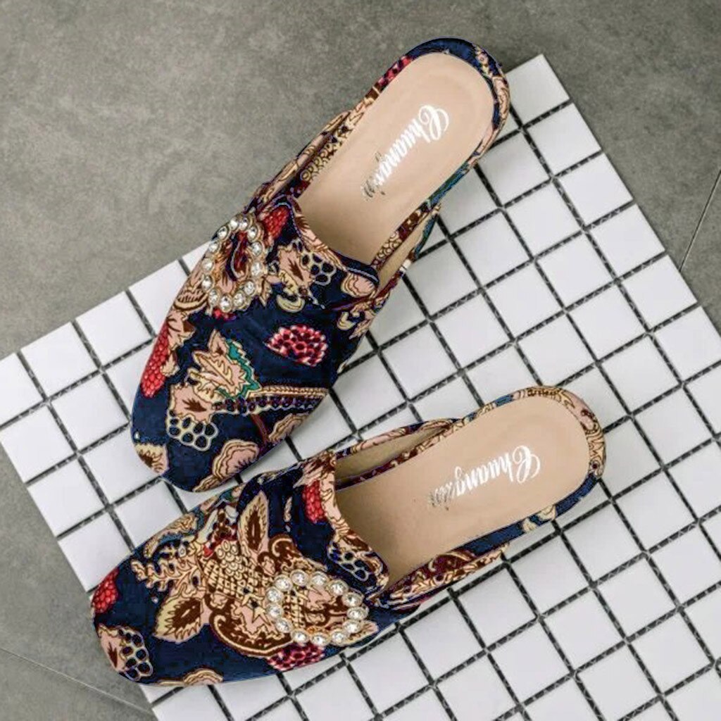 Chamsgend sommer kilehæl til kvinder med højhælede sandaler hjemmesko broderi afslappet komfortable udendørs sandaler