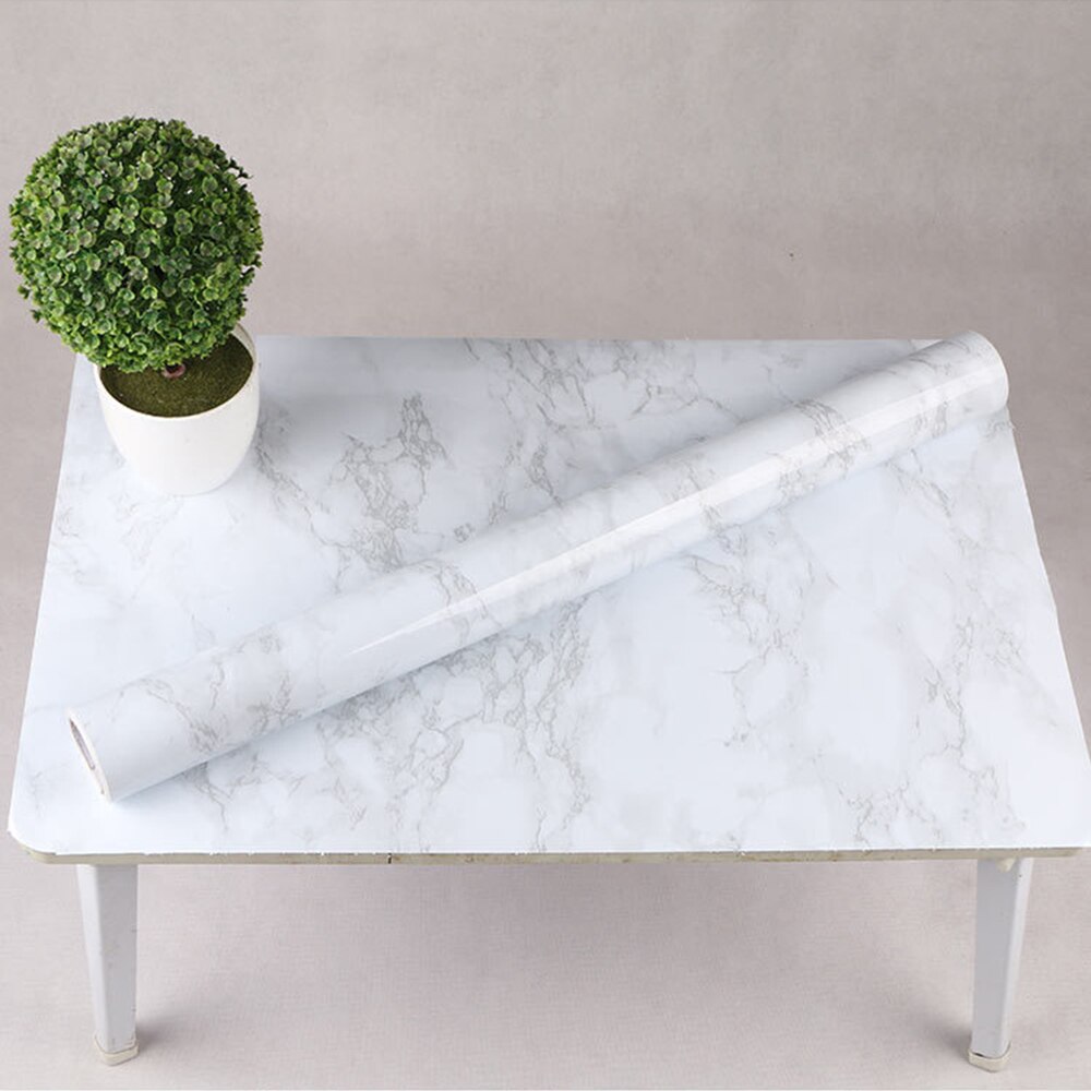 Glossy Black White Self Adhesive Marble Sticky Back Plastic Vinyl Film Kitchen: White
