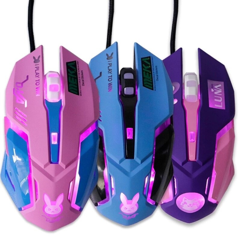 3200Dpi Wire Ergonomische 6 Toetsen Backlit Gaming Mouse Voor Laptop Computer Notebook Pc Gamer Muizen Roze Meisje Vrouw Leuke game Muis