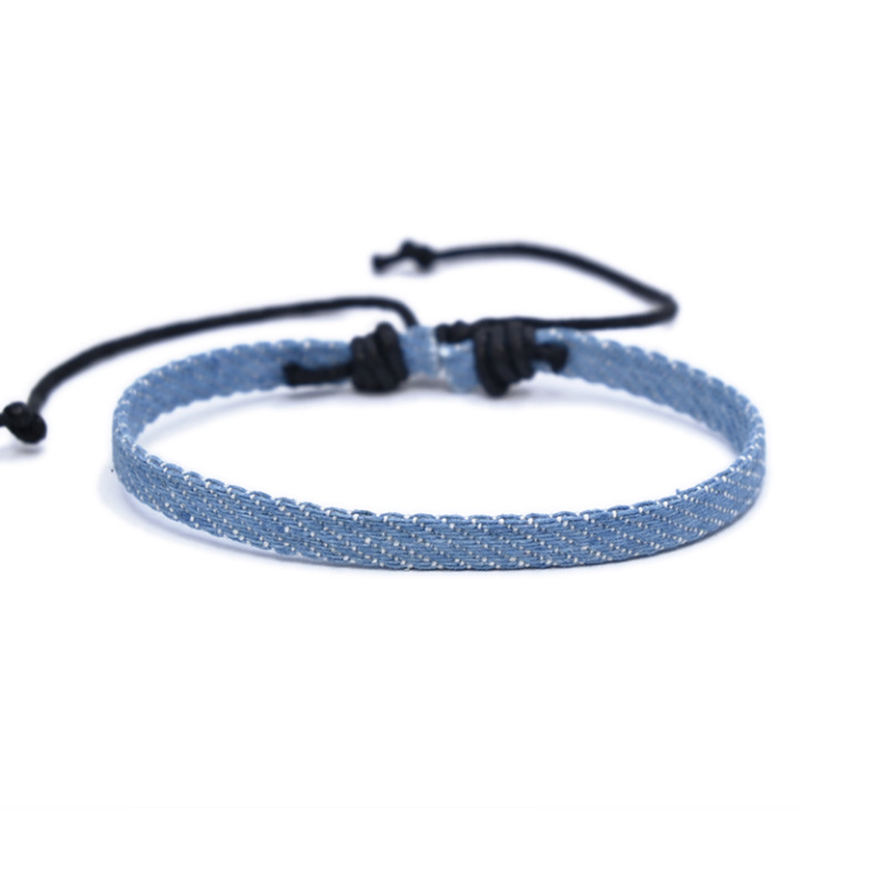 Jahrgang Stern aufbringen blau literarischen Denim Stoff Armbinde für Frauen Männer gotisch ethnischen Hand gewebten Armbinde Modeschmuck: Gold-farbe