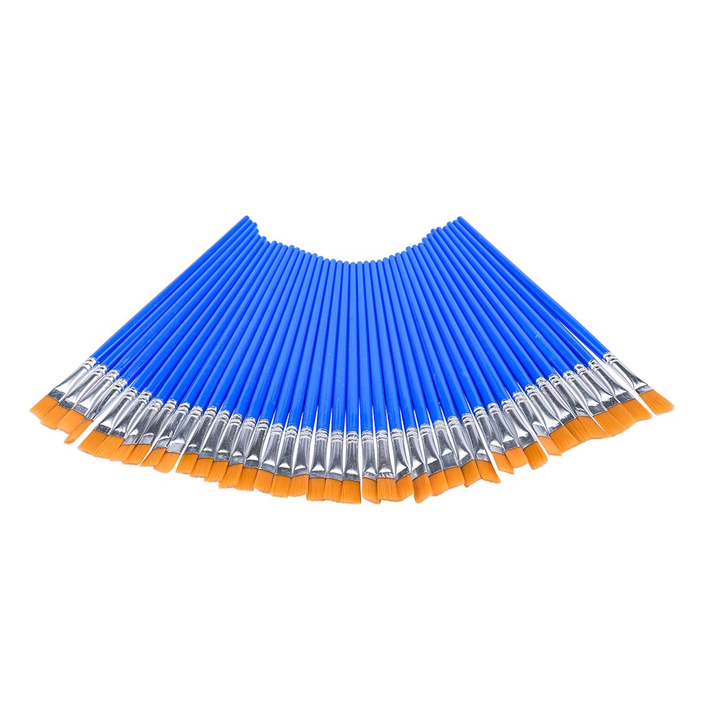 200 Pcs Flat Paint Brushes Small Brush Bulk for Detail Painting Plastic rod nylon hair flat head pen Child adult brush Z828
