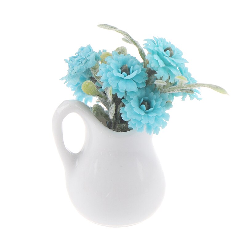 1Pc 1:12 domek dla lalek miniaturowe kwiaty wróżka ozdoba ogrodowa mini roślina doniczkowa kwiaty doniczka domek dla lalek Model bonsai zabawka dla dzieci: Niebieski