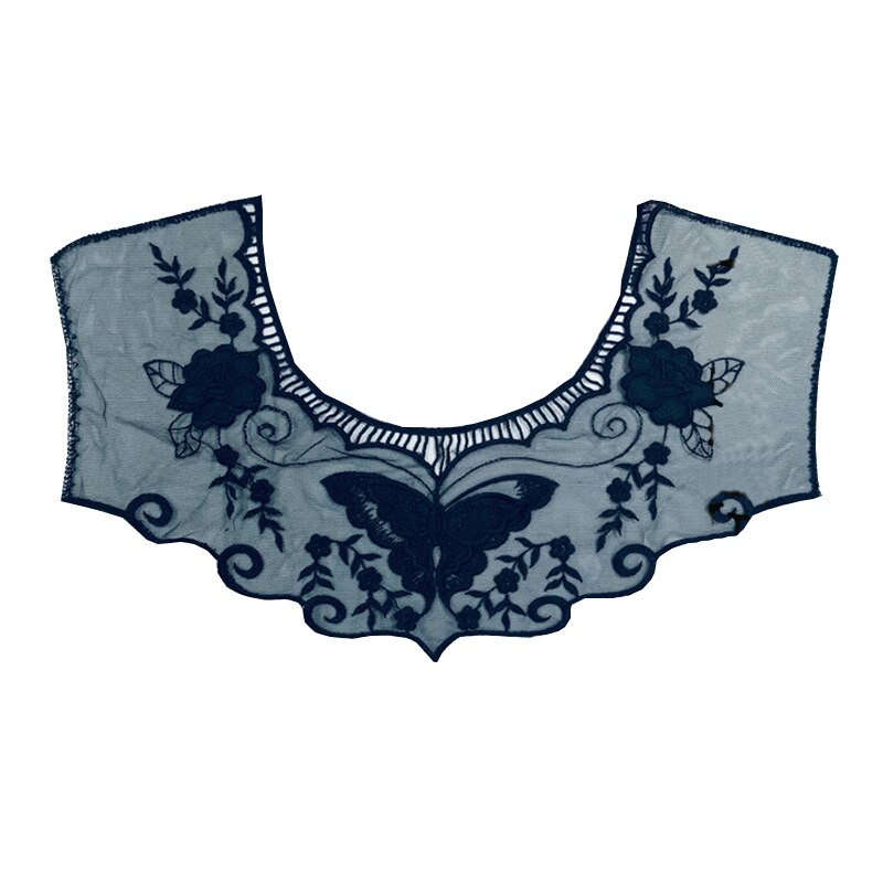 Apliques para vestido DIY, blusa de tela de encaje, accesorios para decoración de disfraces, cuello de cuello, adornos de costura, parches bordados en blanco y negro: Default Title