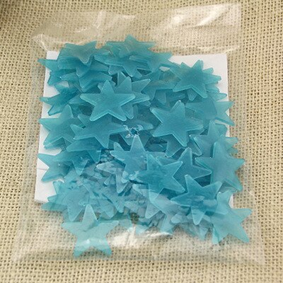 50pcs/pack 3cm Star Energy Storage Fluorescent Glow In The Dark Luminous on Wall Stickers Toys for Kids Room Living Room Decal: blue