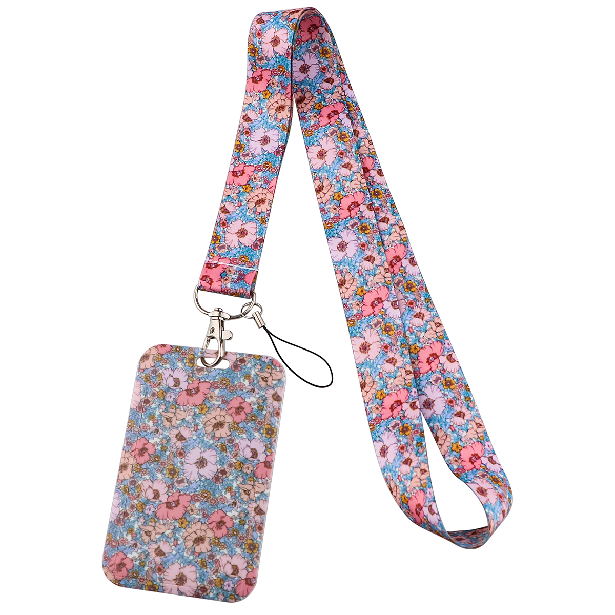 Flowers Series Bright Floral Lanyards Neck Strap Mobile Phone Rope Credit Card Cover Card Sleeve Accessories: Amy Green