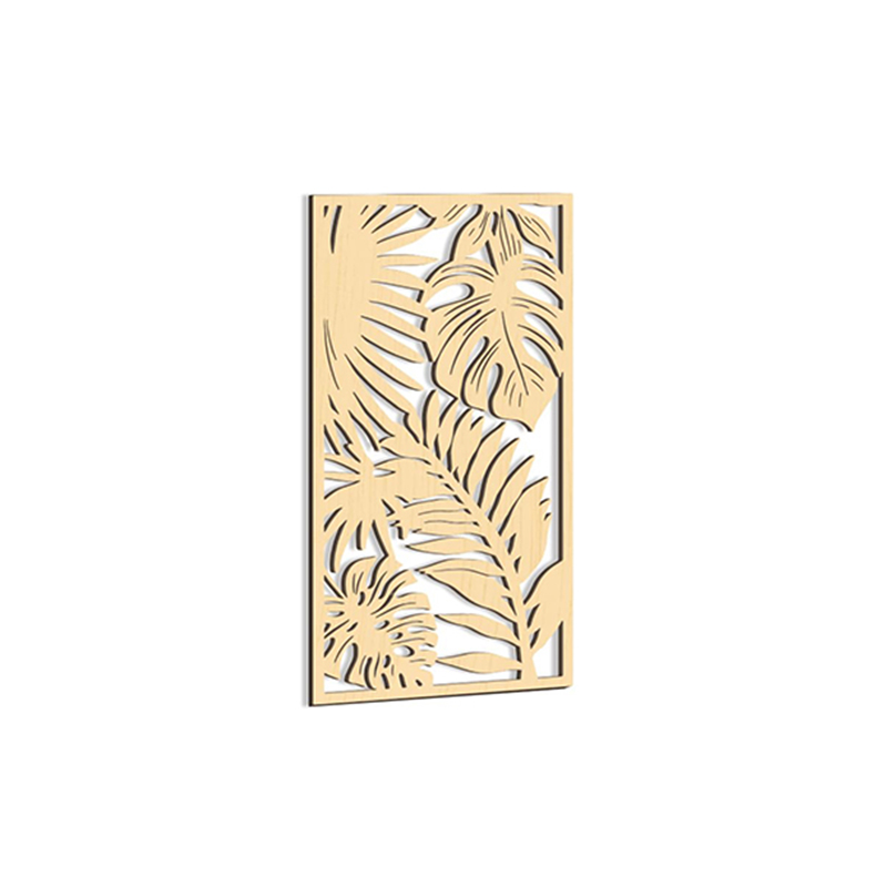 Decoración de pared artística hueca de madera 3D, planta de hoja de palma tallada en madera bohemia, adornos colgantes de pared, decoración Vintage para el hogar y la Oficina: plum
