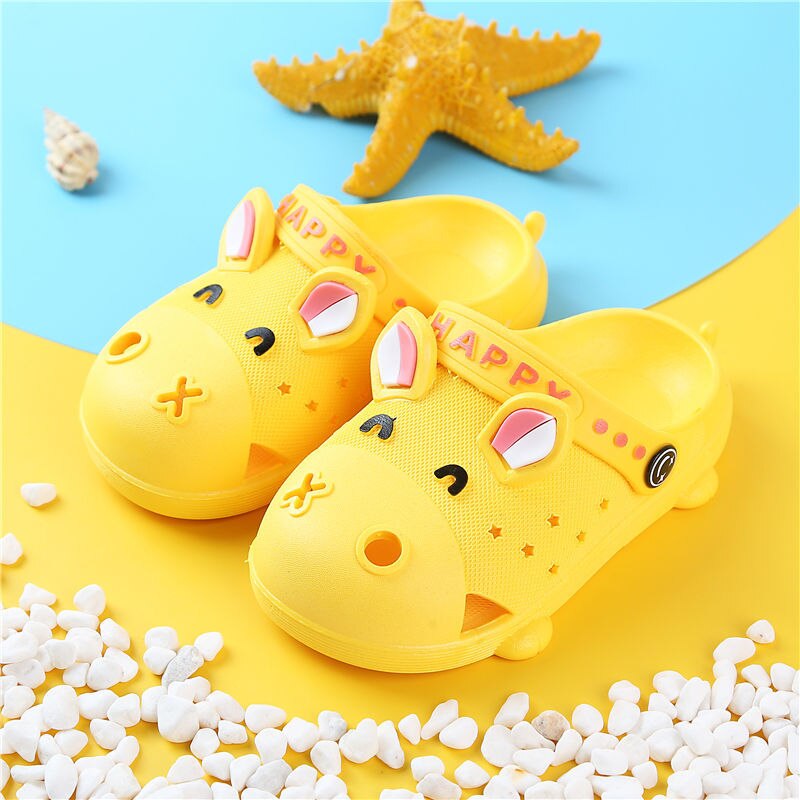Zapatillas de primavera y otoño para niños y niñas, sandalias de suela blanda antideslizantes para bebés de 1 a 8 años, Verano: YELLOW / 19