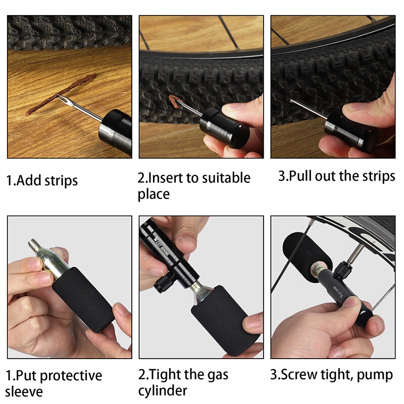 West cycling 2 in 1 mini fietspomp  co2 inflator tubeless bandenreparatietool presta & schrader ventiel mtb fiets luchtpomp