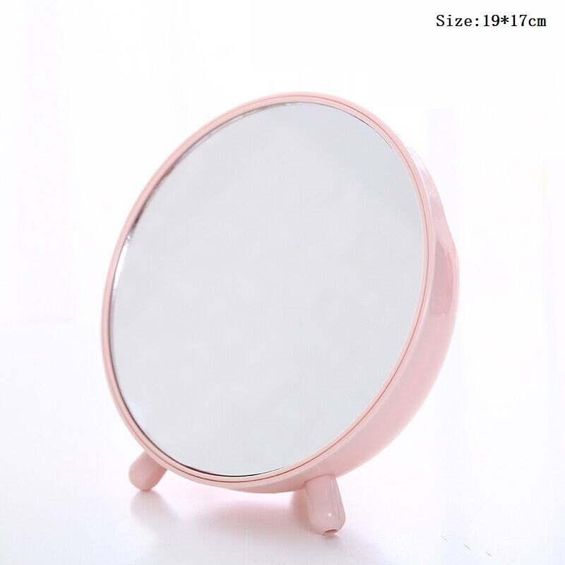 Round Decorative Mirror Nordic Portable Desktop Makeup Mirror Sucker Magnifying Glass Home Bathroom Beauty Dressing Table Decor: A-Pink