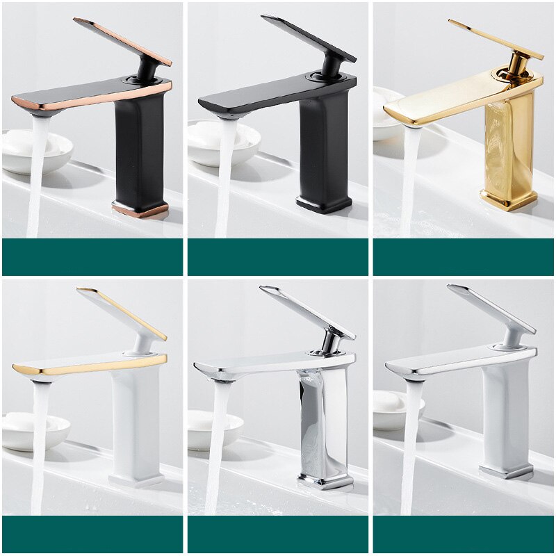 Waterval Basin Kraan Cold Mixer Basin Sink Tap Messing Zwart Wit Goud Badkamer Mixer Crane Home Hardware Kraan