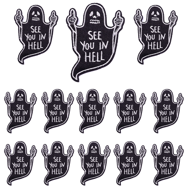 10 Stks/partijen Rock Stijl Borduurwerk Patch Punk Skull Patch Iron On Patches Voor Kleding Jassen Naaien Applique Letter Strijken Diy