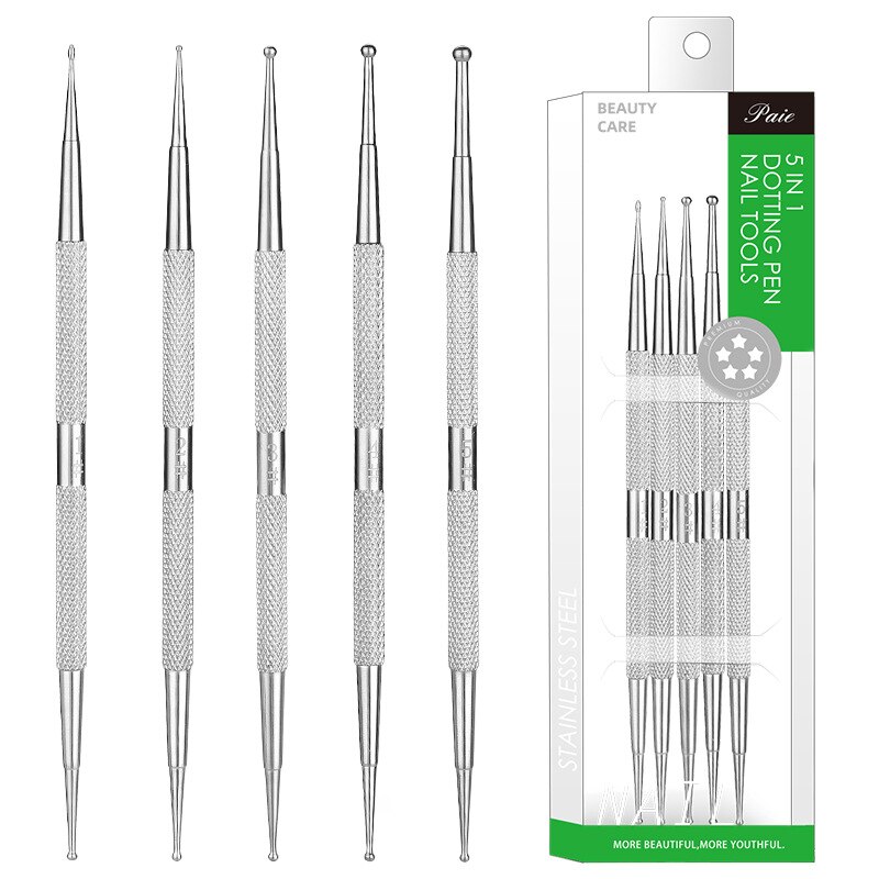 Rvs Punt Boor Pen, Stok Boor Puntjes Nail Tool Set, dubbele Kop Golf Punt Pen (5 Pcs)