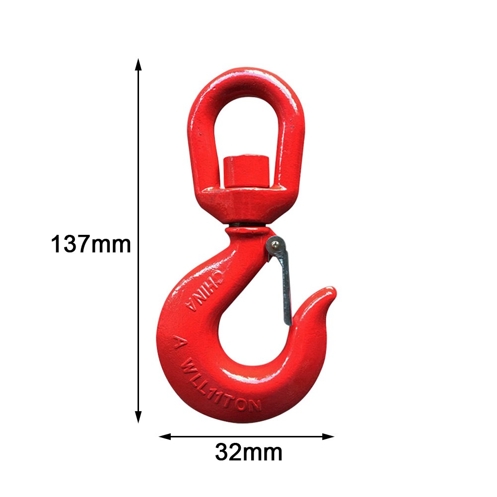 1.5 Ton Large Eye Hook With Safety Catch – Alloy Steel, Red, Tested & Certified
