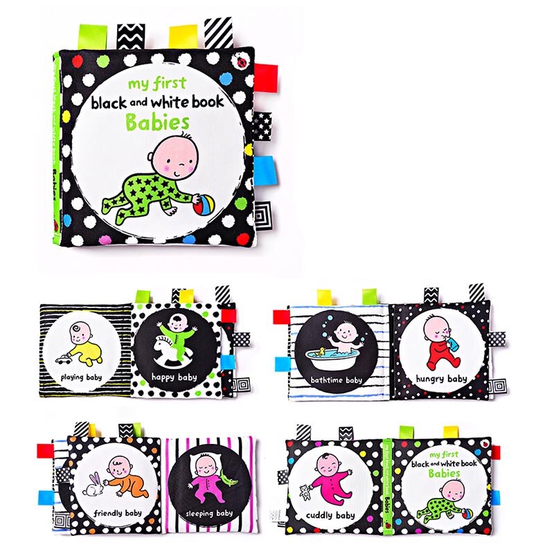 Baby visual excitement book quiet book black and white enlightenment educational toy animal cloth book baby books 0 12 months: Babies book
