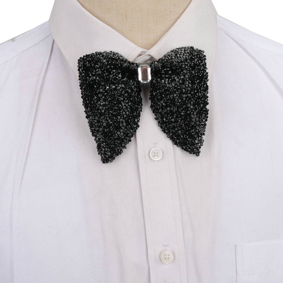 Nueva de lujo, pajarita grande con diamantes de imitación, pajarita grande negra dorada brillante para hombres, corbatas para de boda y negocios, accesorios de