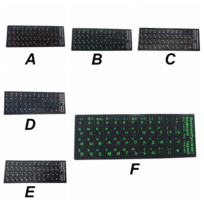 NeRussian Hebreeuws Engels Toetsenbord Stickers Matte Kleur Rusland Layout Brief Alfabet voor PC Desktop Laptop Notebook Layout Cover