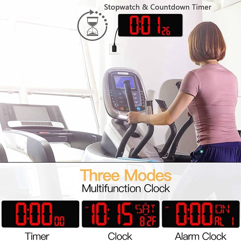 Large Digital Wall Clock with Remote Control,16.5 Inch LED Large Display Count, for Home,Office and Classroom Eu Plug