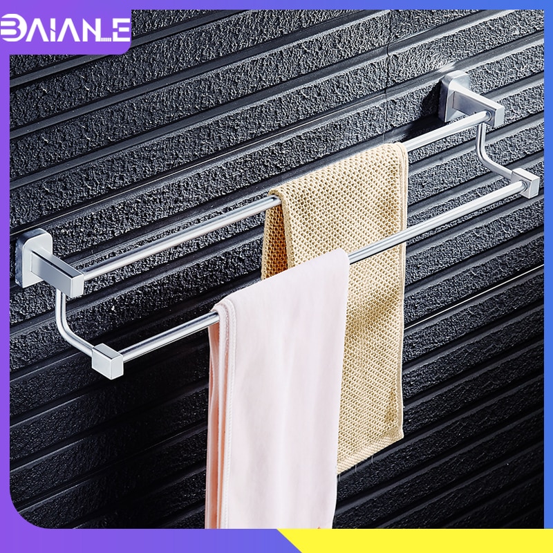 Porte-serviettes Double en aluminium | Porte-serviettes de toilette, porte-serviettes mural, accessoires de salle de bain, porte-serviettes, étagère de rangement