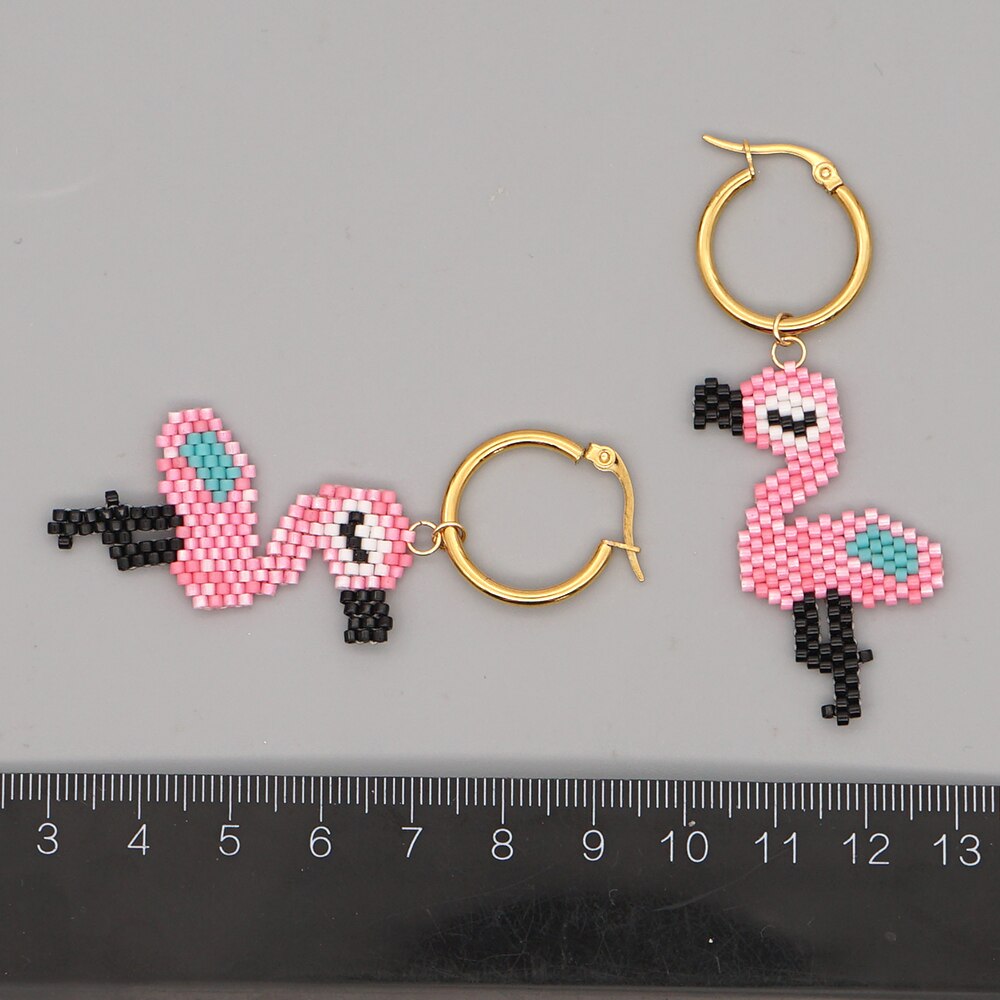 Go2boho Miyuki Beaded Earrings Pink Flamingo Hanging Earrings for Women Jewelry Femme Eardrop Accessorie Pendientes