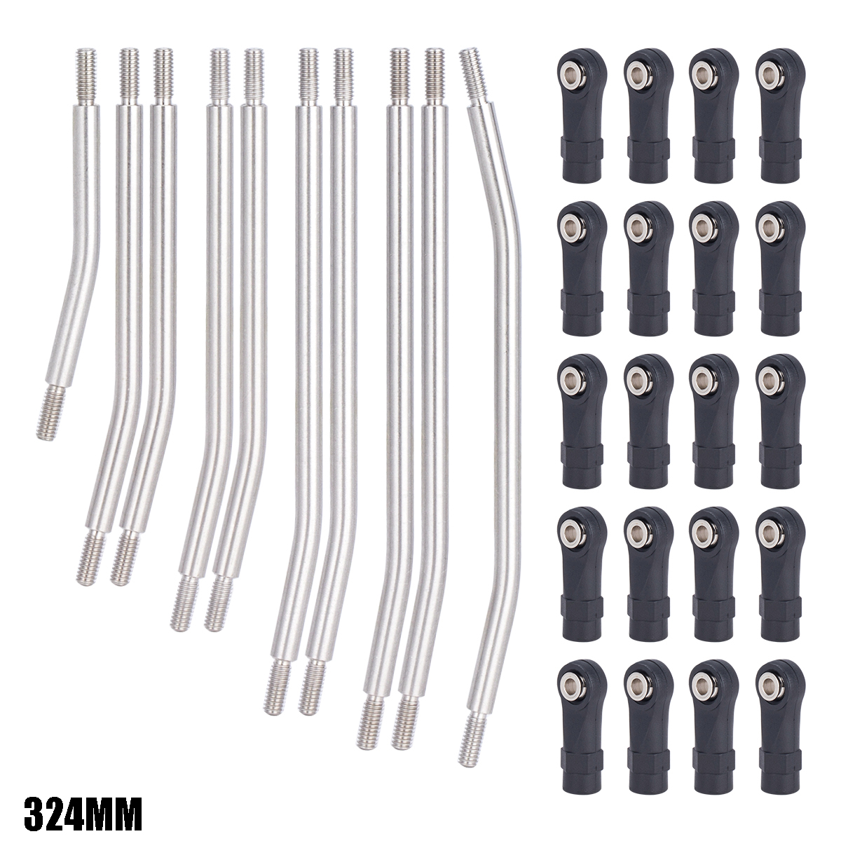 313/324mm Metalen RC Links Bovenste Onderste Linkage Chassis Link Set met Plastic Stangkoppen voor 1/10 AXIALE SCX10 II 90046 RC Crawler Auto