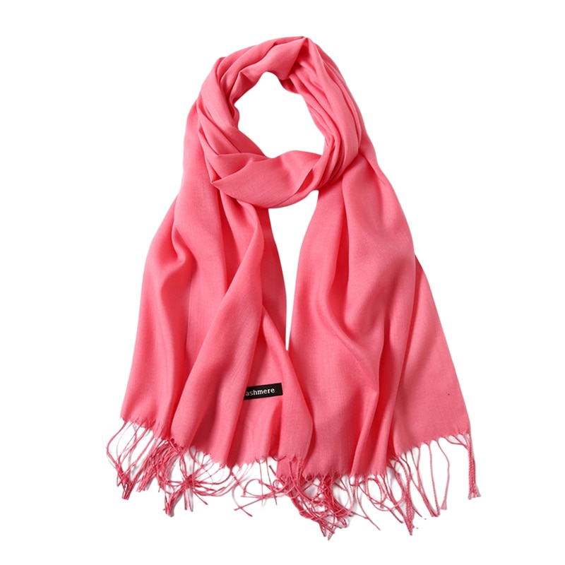 Zomer Vrouwen Hijab Sjaal Dunne Sjaals En Wraps Lady Solid Vrouwelijke Hijab Stola Lange Kasjmier Pashmina Foulard Hoofd Sjaals: Watermelon Red