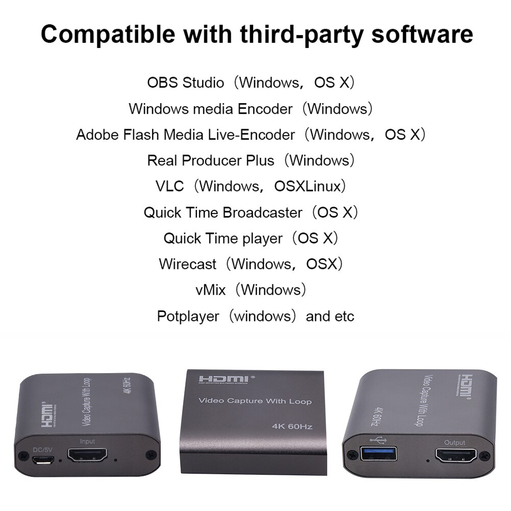 Online Onderwijs Dvd Aluminium Opname Grabber Hd 1080P USB3.0 Voor Conferencing Game Loop Out 4K 60Hz video Card