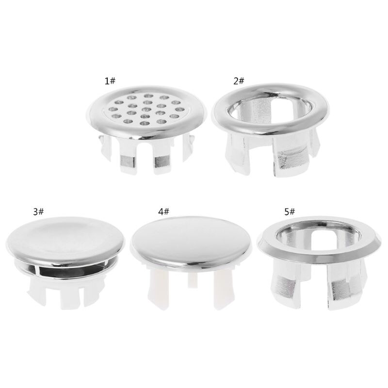 Bathroom Basin Sink Overflow Ring Six-foot Round Insert Replacement Chrome Hole Cover Cap for Bathroom Kitchen