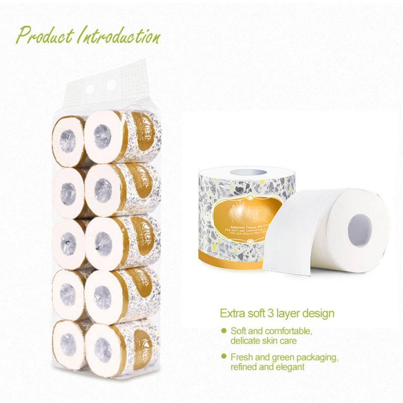 1Roll Rolled paper core toilet paper Three-layer household toilet paper Bulk Bath Tissue Toilet Household Bathroom Paper Tissue