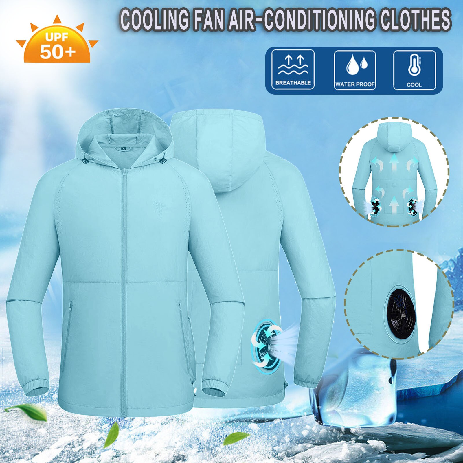 Manteau de pêche pour la chasse et la randonnée, imperméable, pour l'été, veste avec ventilateur frais, climatisation USB,: LB / L2
