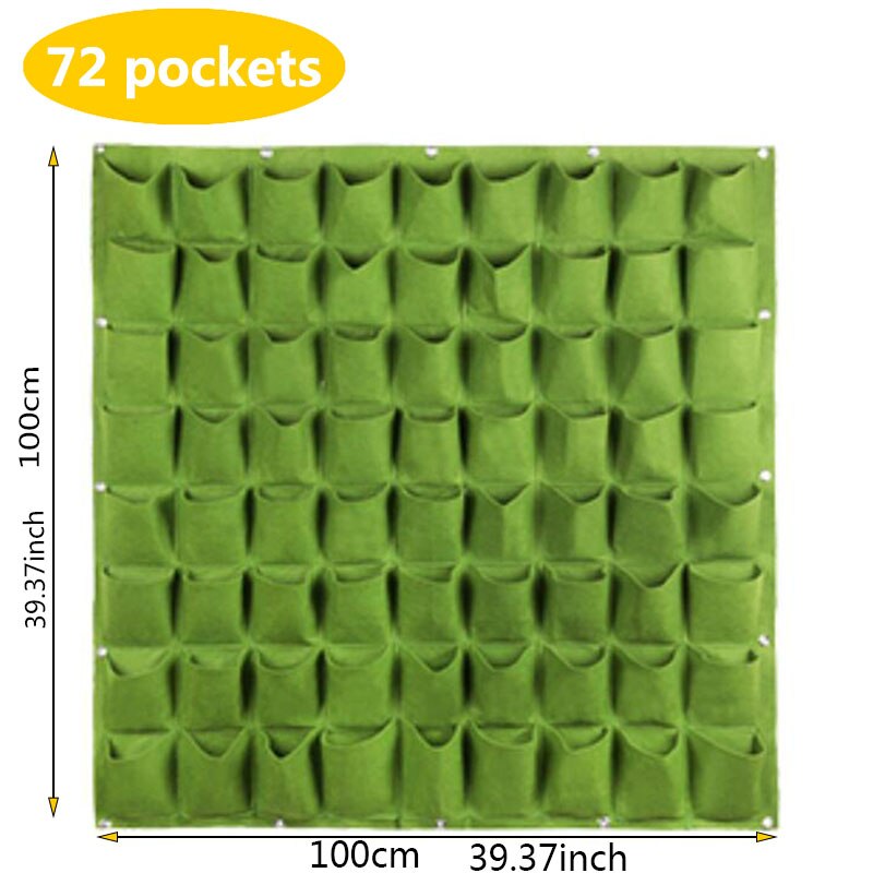 wall flower Grow Bags pocket vertical garden Planting Hanging home plant tools fabric Vegetable planter jardin growing pots: 72pockets 100x100