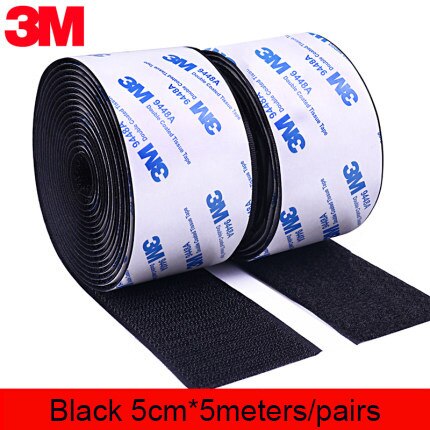 5 M/pairs 16/20/25/30/38/50Mm Klittenbandsluitingen Lijm 3M Lijm Sterke zelfklevende Sluiting Tape Nylon Haken En Lussen Sticker Magic Diy: 50mm Black 500cm