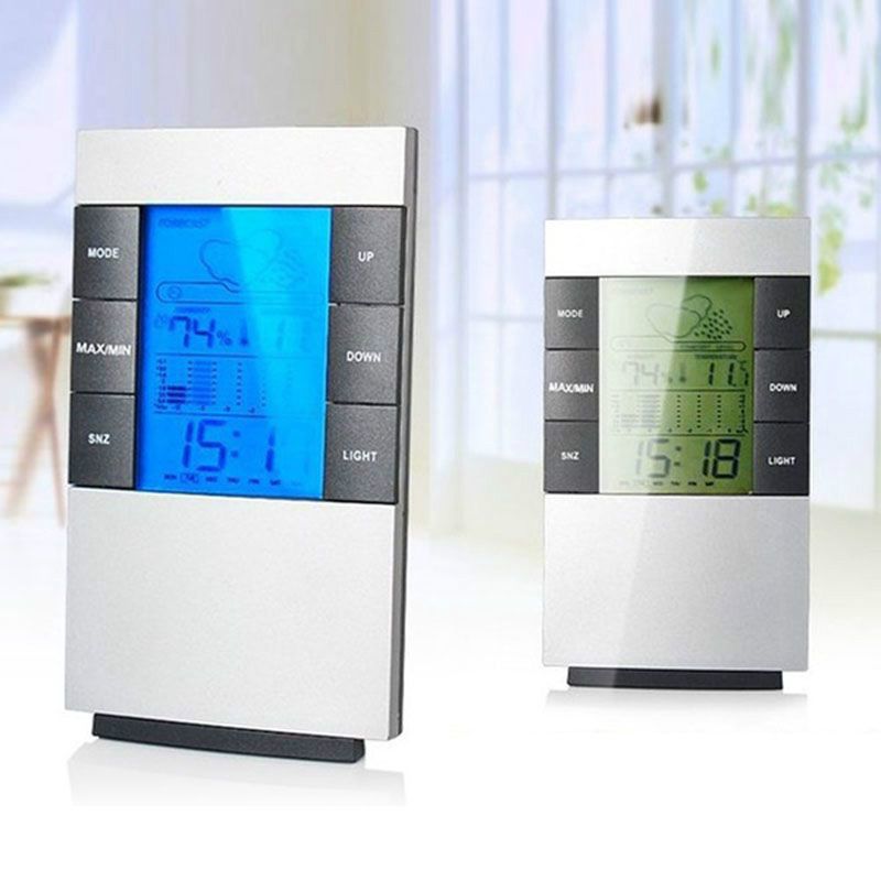 LED Alarm Clock Temperature Thermometer Desk Time Date Display Calendar Hygrometer Humidity Meter Weather Forecast Digital Clock
