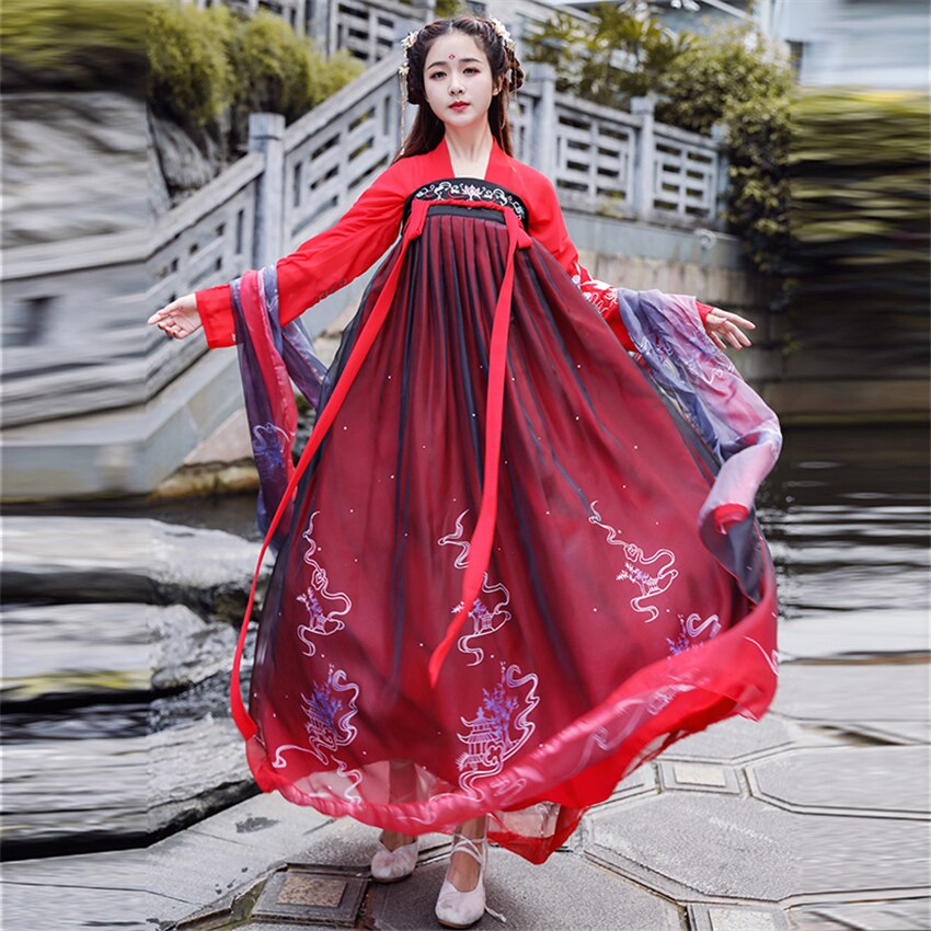 Hanfu tradicional de dança popular chinesa, traje tradicional para mulheres, roupa de festival antigo, quadra, vestido de fadas retrô de princesa