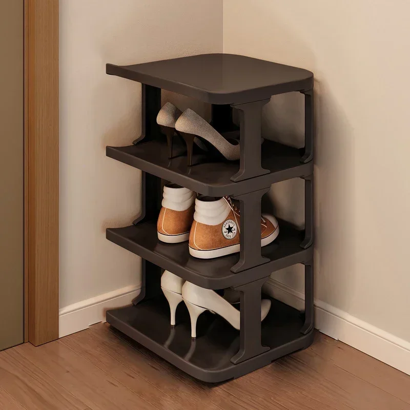 Zapatero de plástico multicapa, estantes de zapatos desmontables para el hogar, organizador de zapatos de gran capacidad, organizador de desorden para sala de estar: Gris oscuro