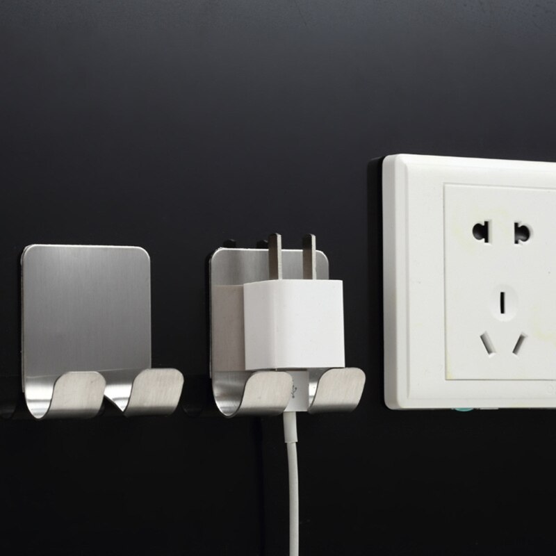 Metal Wall Adhesive Sticking Phone Charging Plug Holder Razor Sopport Rack Hook